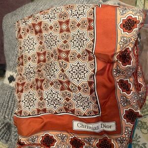 Dior Orange and White Scarf